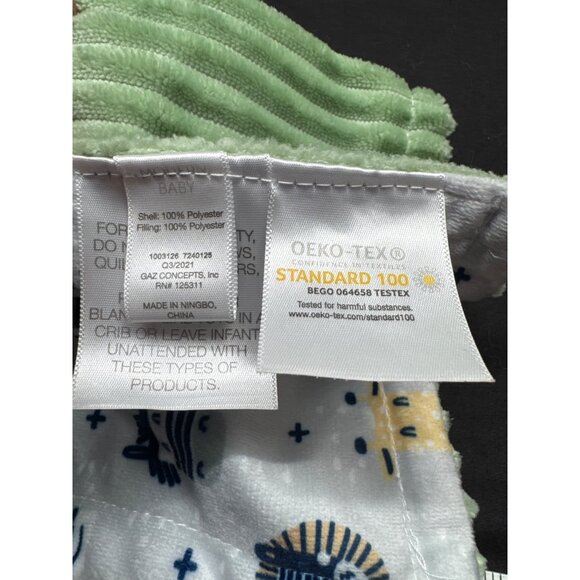 Yellow Giraffe Baby Lovey Blanket With Plush Toy  OEKO-TEX Certified  Green Ribb - Picture 4 of 7